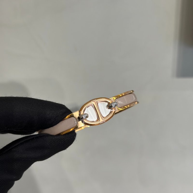 HERMES Clic chaine d'ancre豬鼻手環 PM - 奶茶玫瑰金-6