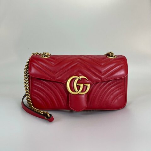 GUCCI 443497 紅Marmont掀蓋包 26CM