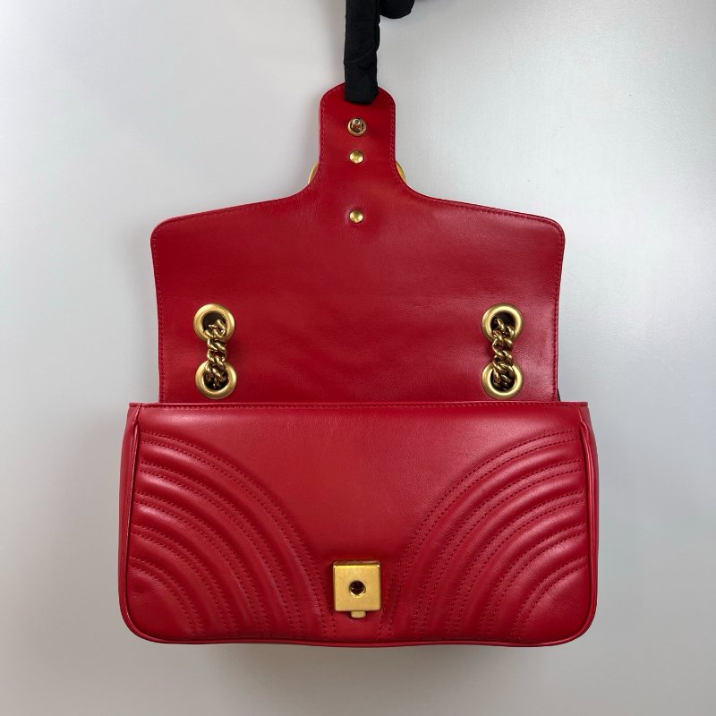 GUCCI 443497 紅Marmont掀蓋包 26CM-5