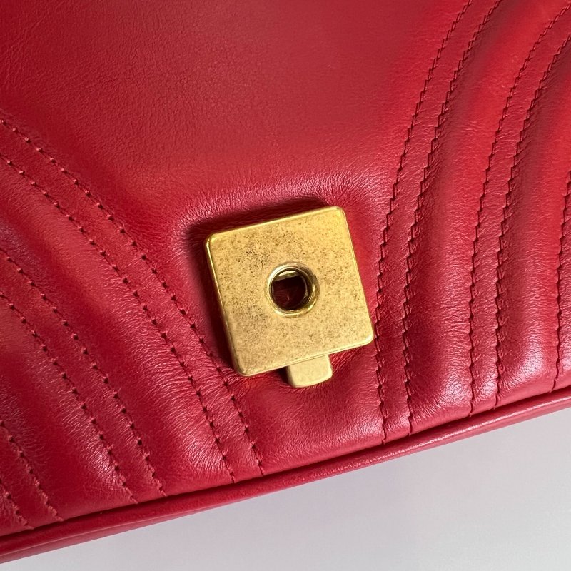 GUCCI 443497 紅Marmont掀蓋包 26CM-9