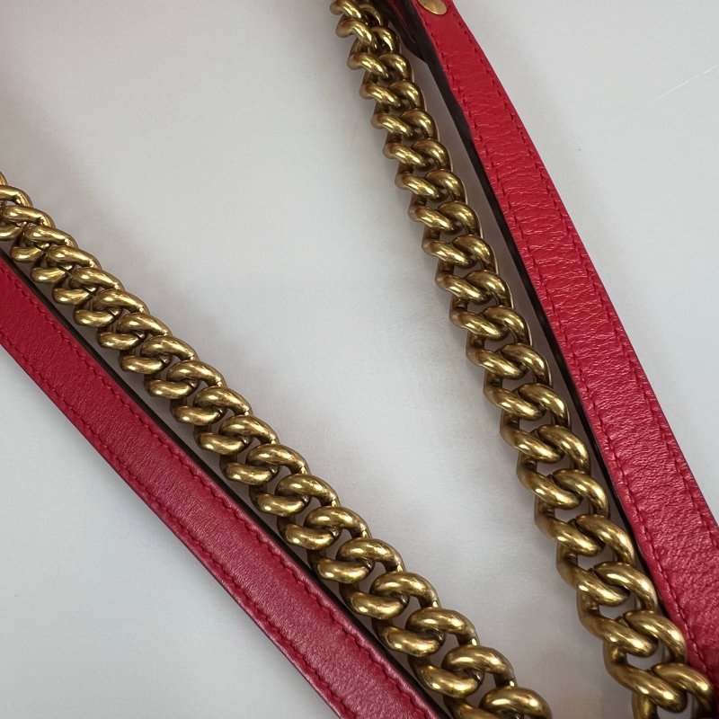 GUCCI 443497 紅Marmont掀蓋包 26CM-11