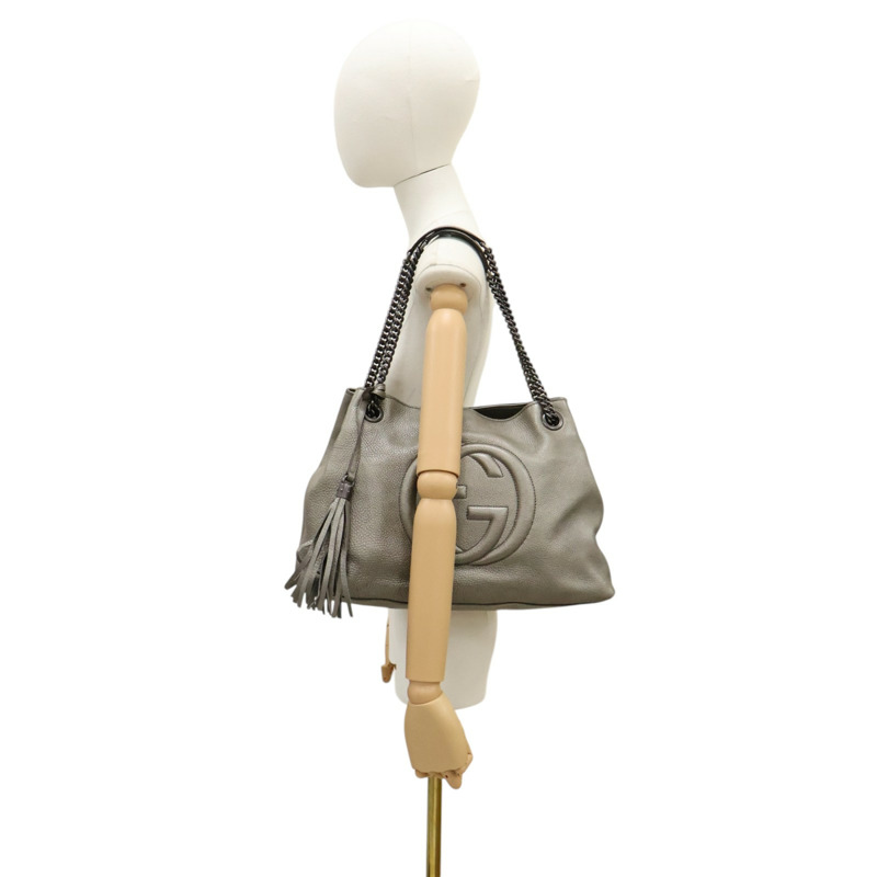 灰色 牛皮 Soho Tote 肩背包【GUCCI 古馳】 308982-8