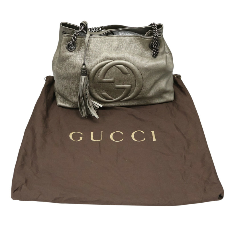灰色 牛皮 Soho Tote 肩背包【GUCCI 古馳】 308982-9