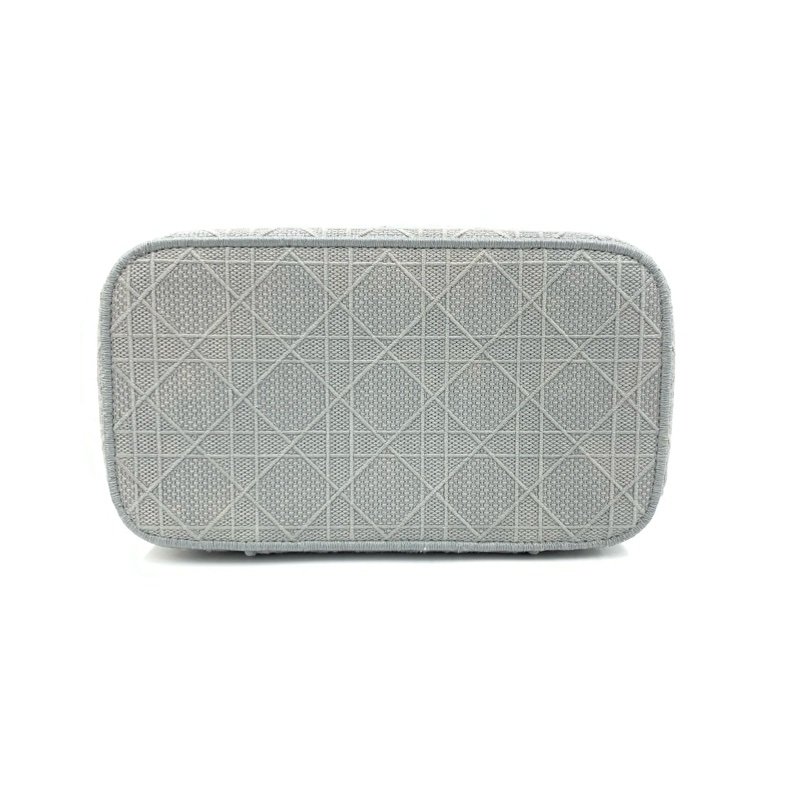 Dior 灰色 Travel Vanity 藤格紋 刺繡 帆布 大號 化妝包-3