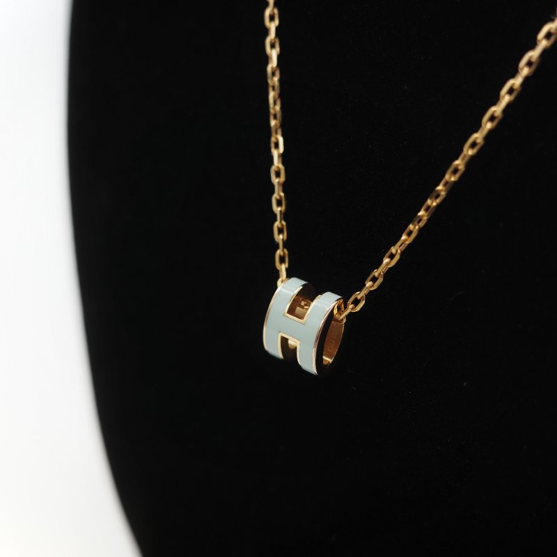 Hermès 愛馬仕 Pop H mini 薄荷綠 金色 項鍊-3