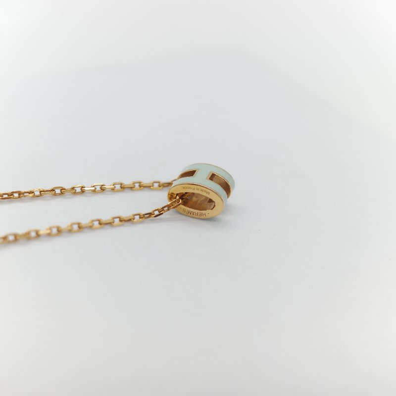 Hermès 愛馬仕 Pop H mini 薄荷綠 金色 項鍊-4