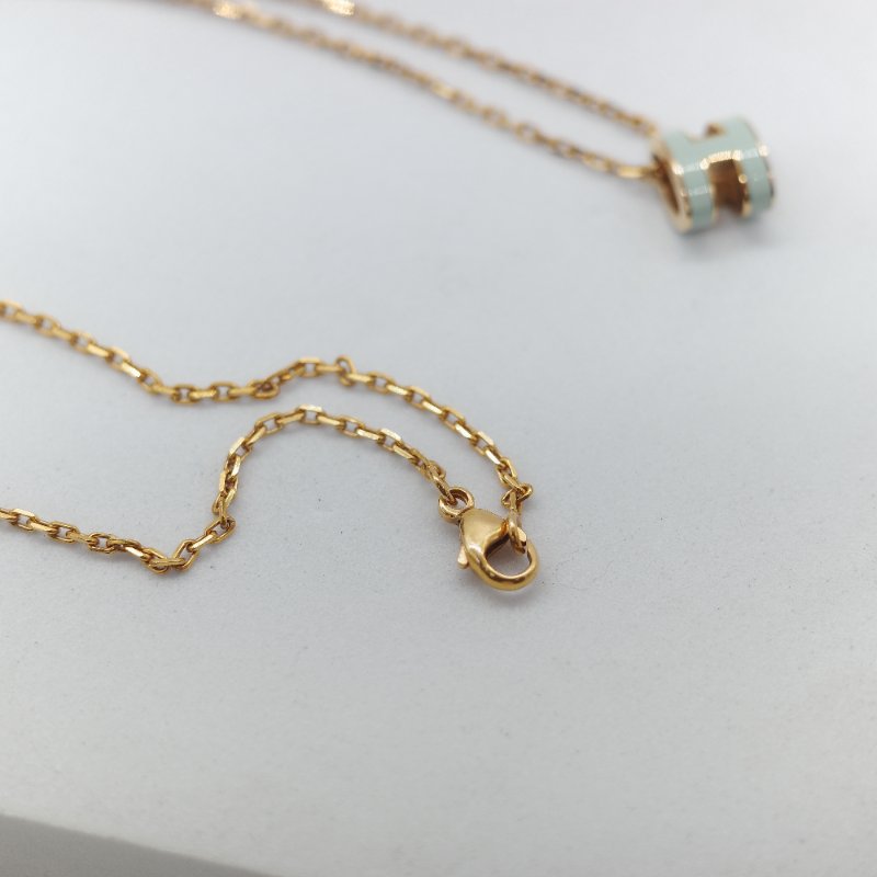 Hermès 愛馬仕 Pop H mini 薄荷綠 金色 項鍊-5