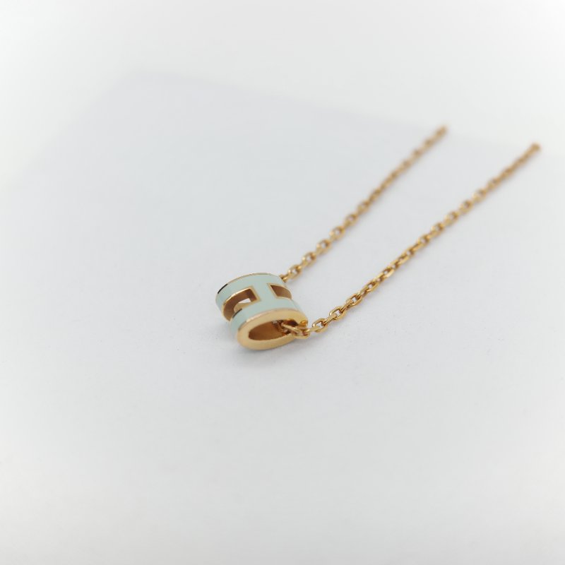 Hermès 愛馬仕 Pop H mini 薄荷綠 金色 項鍊-6