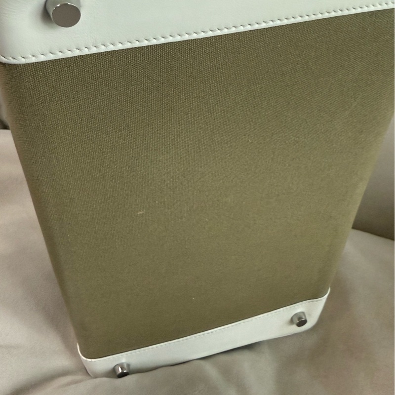 hermes 愛馬仕 框K birkin35 bk35 奶油白拼帆布 銀扣 手提鉑金包-5