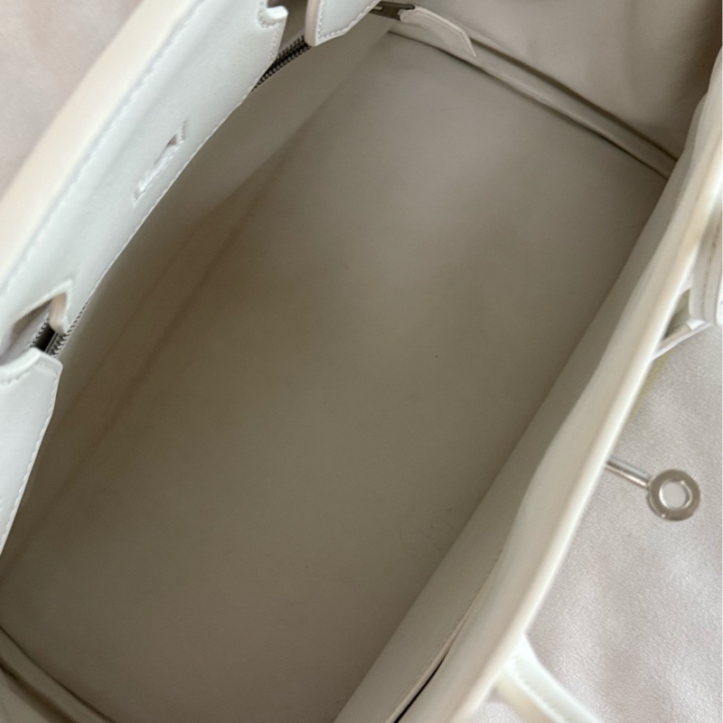 hermes 愛馬仕 框K birkin35 bk35 奶油白拼帆布 銀扣 手提鉑金包-6