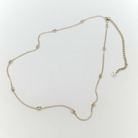 CHANEL 香奈兒 11 花🌸 雙C Logo 造型墜飾 淡金色 項鍊