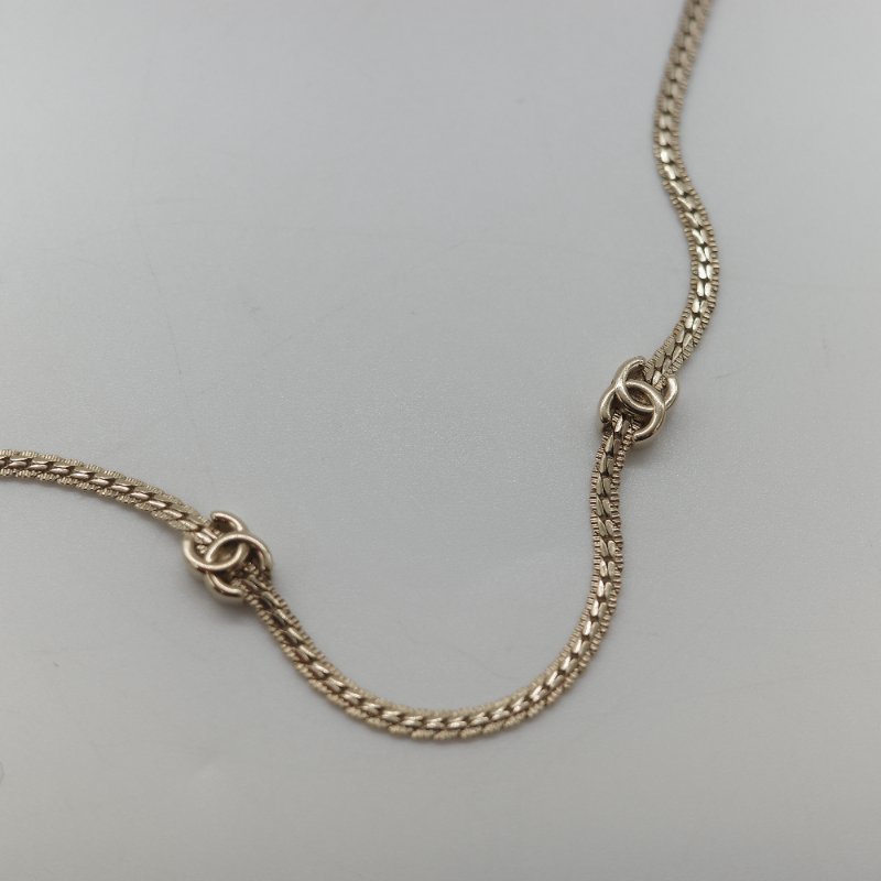 CHANEL 香奈兒 11 花🌸 雙C Logo 造型墜飾 淡金色 項鍊-1