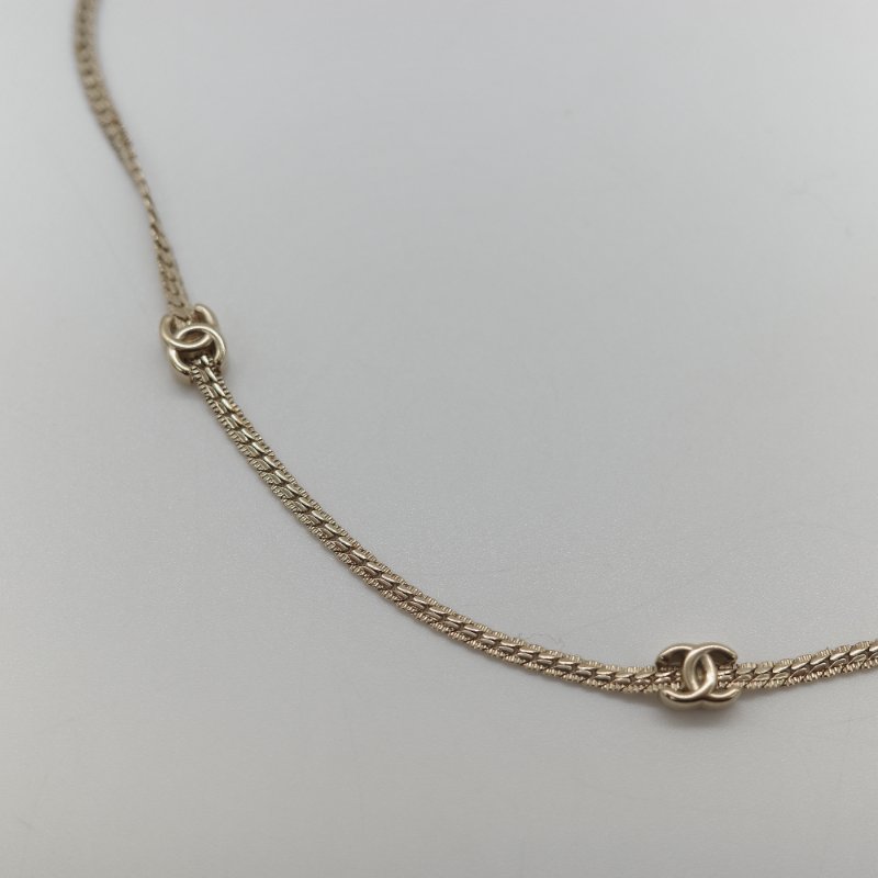 CHANEL 香奈兒 11 花🌸 雙C Logo 造型墜飾 淡金色 項鍊-2