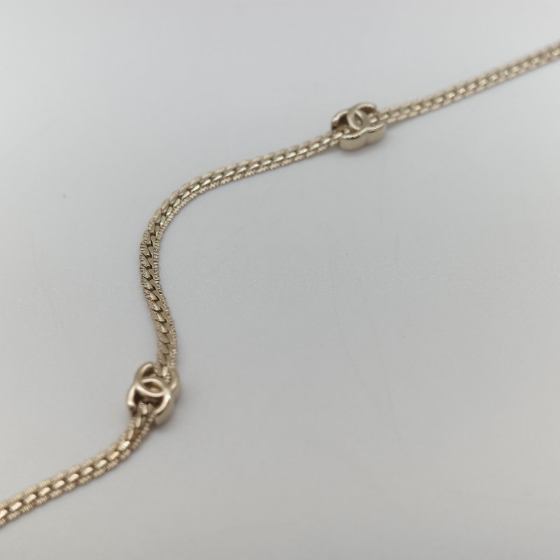 CHANEL 香奈兒 11 花🌸 雙C Logo 造型墜飾 淡金色 項鍊-3