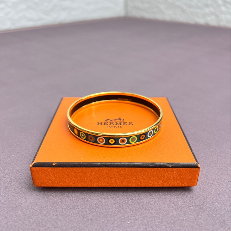 Hermes 愛馬仕復古琺瑯彩手鐲，21腕圍，98新-2