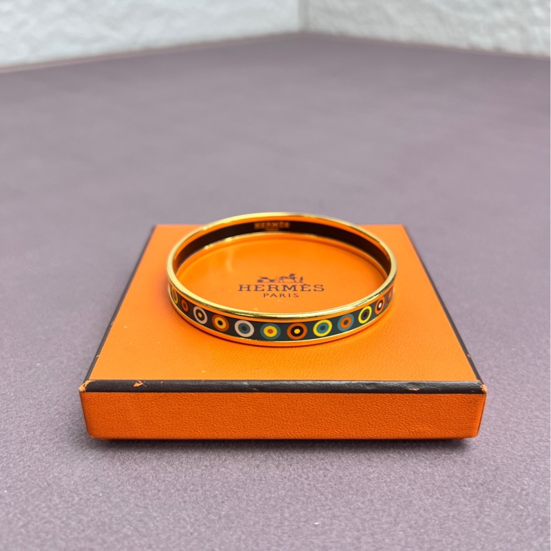 Hermes 愛馬仕復古琺瑯彩手鐲，21腕圍，98新-3