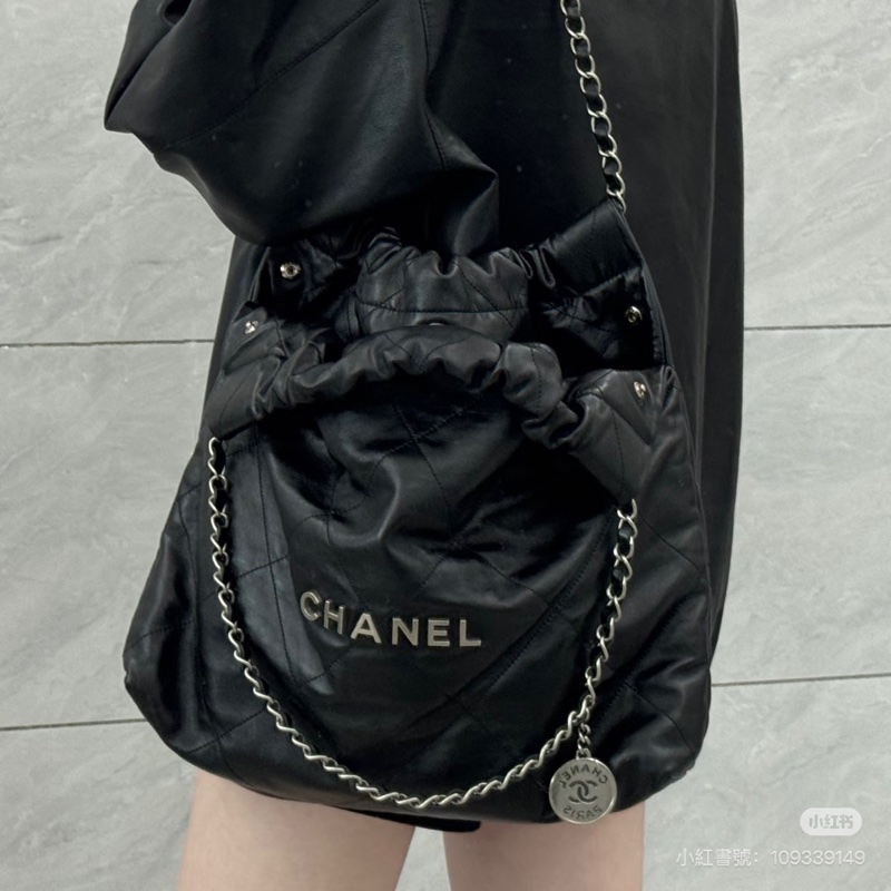 ෆ Chanel 22bag 黑銀中號垃圾袋🈶購證-2