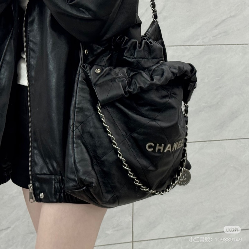 ෆ Chanel 22bag 黑銀中號垃圾袋🈶購證-3