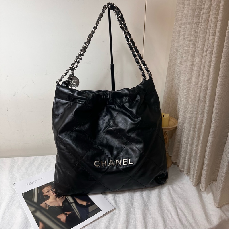 ෆ Chanel 22bag 黑銀中號垃圾袋🈶購證-6