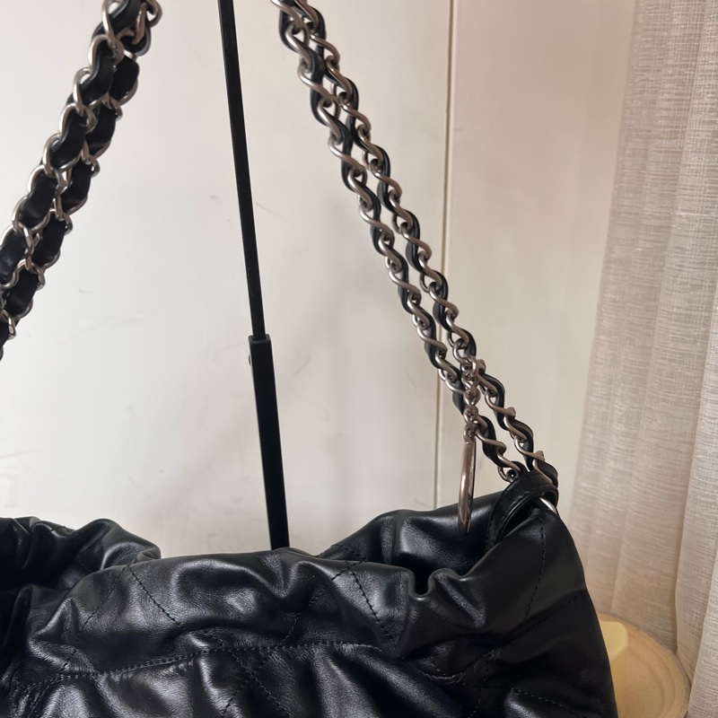 ෆ Chanel 22bag 黑銀中號垃圾袋🈶購證-14
