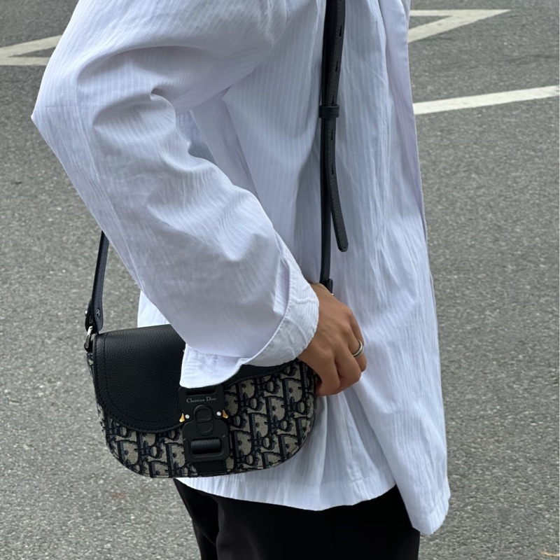 迪奧Saddle小包 Dior 深藍緹花拼黑牛皮迷你郵差包 斜背男包 2ADCA435YKS-2