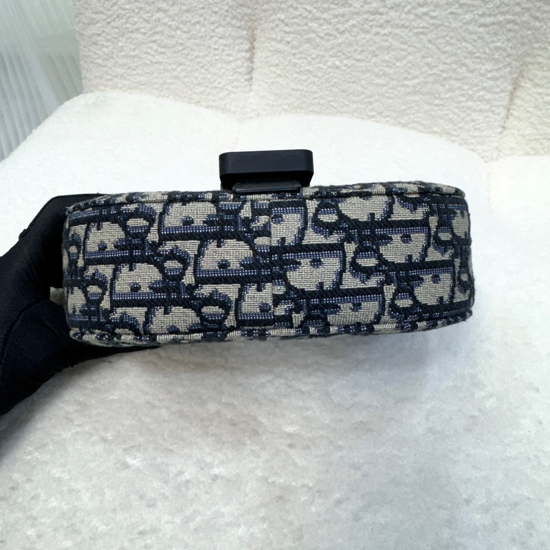 迪奧Saddle小包 Dior 深藍緹花拼黑牛皮迷你郵差包 斜背男包 2ADCA435YKS-11