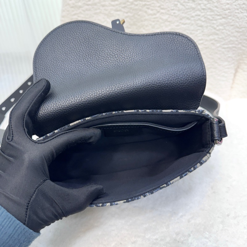 迪奧Saddle小包 Dior 深藍緹花拼黑牛皮迷你郵差包 斜背男包 2ADCA435YKS-12