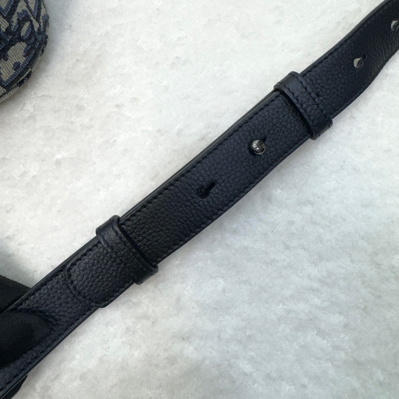 迪奧Saddle小包 Dior 深藍緹花拼黑牛皮迷你郵差包 斜背男包 2ADCA435YKS-18