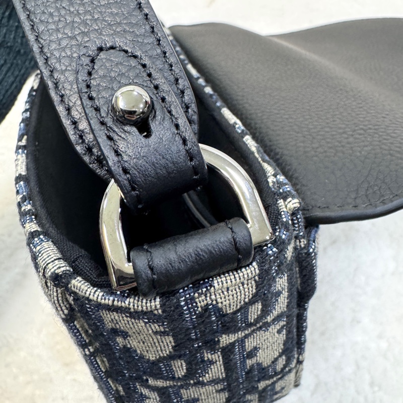 迪奧Saddle小包 Dior 深藍緹花拼黑牛皮迷你郵差包 斜背男包 2ADCA435YKS-27