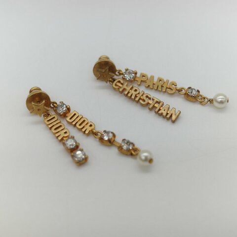 Dior 迪奧 水鑽 經典 Logo 耳環 耳釘