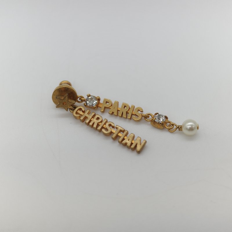 Dior 迪奧 水鑽 經典 Logo 耳環 耳釘-1