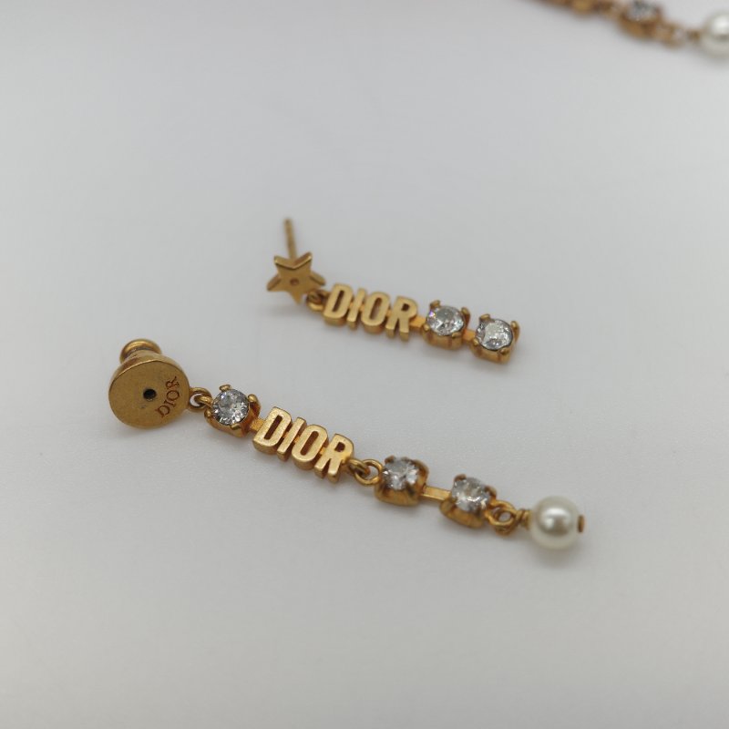 Dior 迪奧 水鑽 經典 Logo 耳環 耳釘-6
