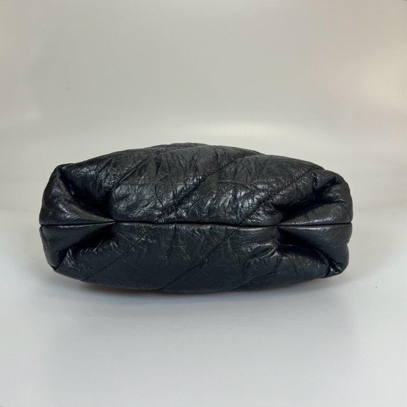 全新品 BALENCIAGA 黑揉製皮Crush銀鍊肩背包 XS-4