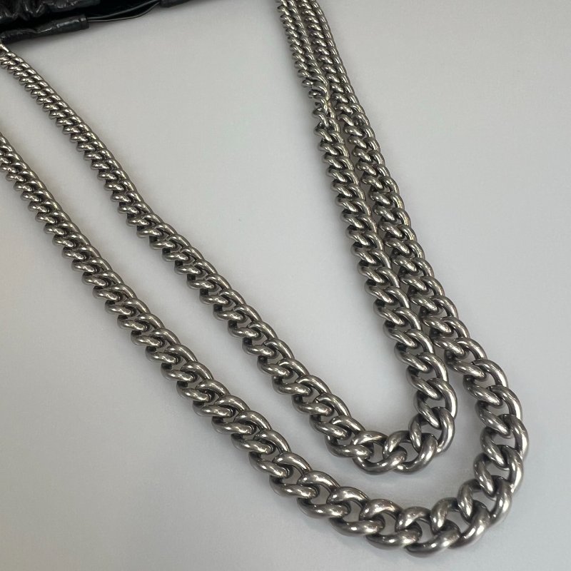 全新品 BALENCIAGA 黑揉製皮Crush銀鍊肩背包 XS-7