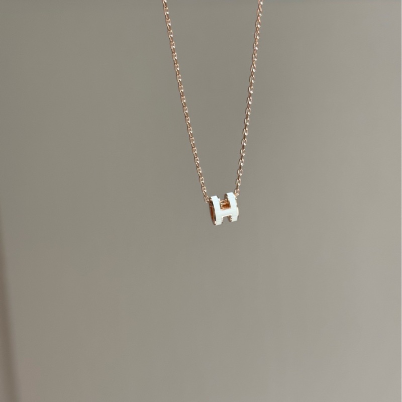 Hermes 愛馬仕mini pop 白色玫瑰金項鍊 全新-2