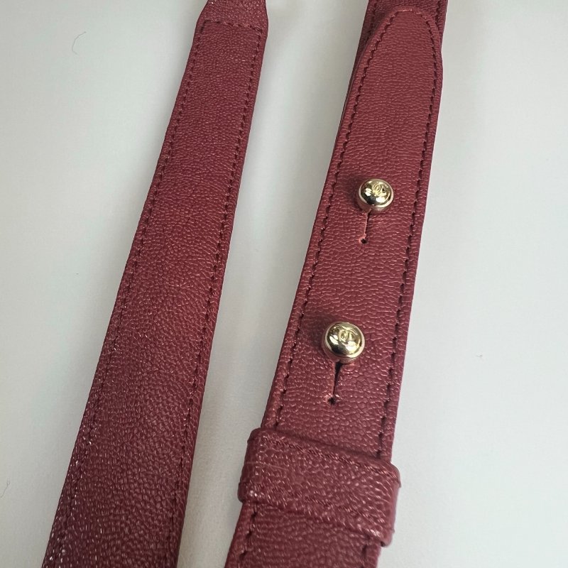 CHANEL BOY25酒紅荔枝V字紋側肩包-10