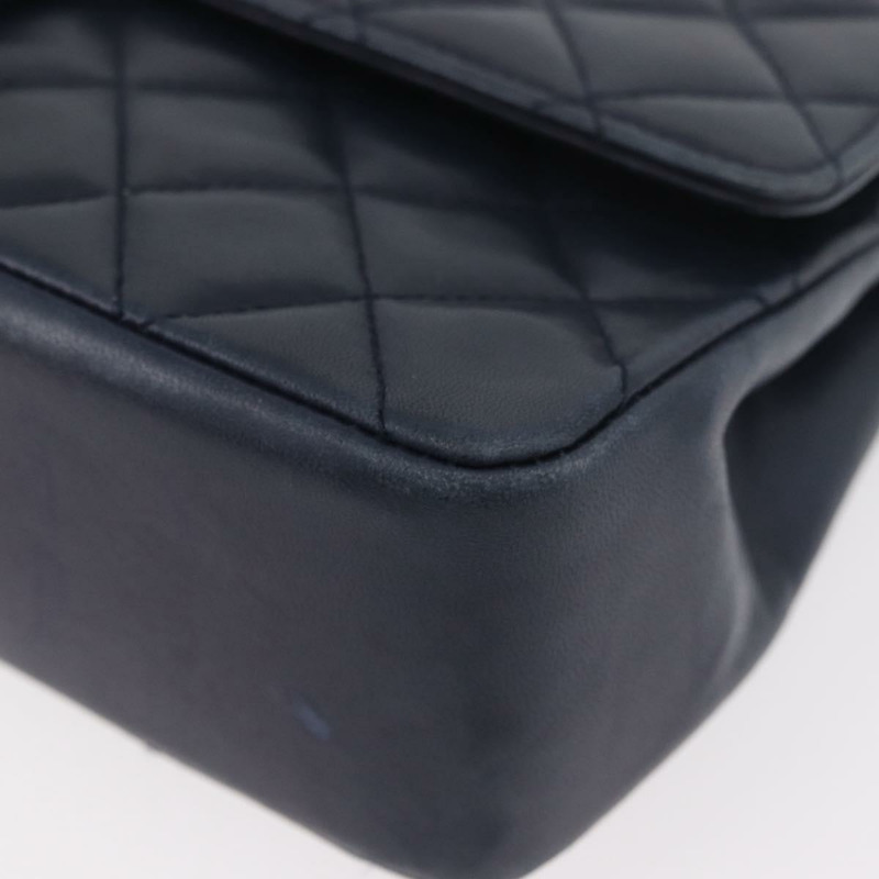 【日本直送】香奈兒 Matelasse 25 雙蓋鏈條包 羊皮 海軍藍 金 CC 標誌 正品 ka3835V-11