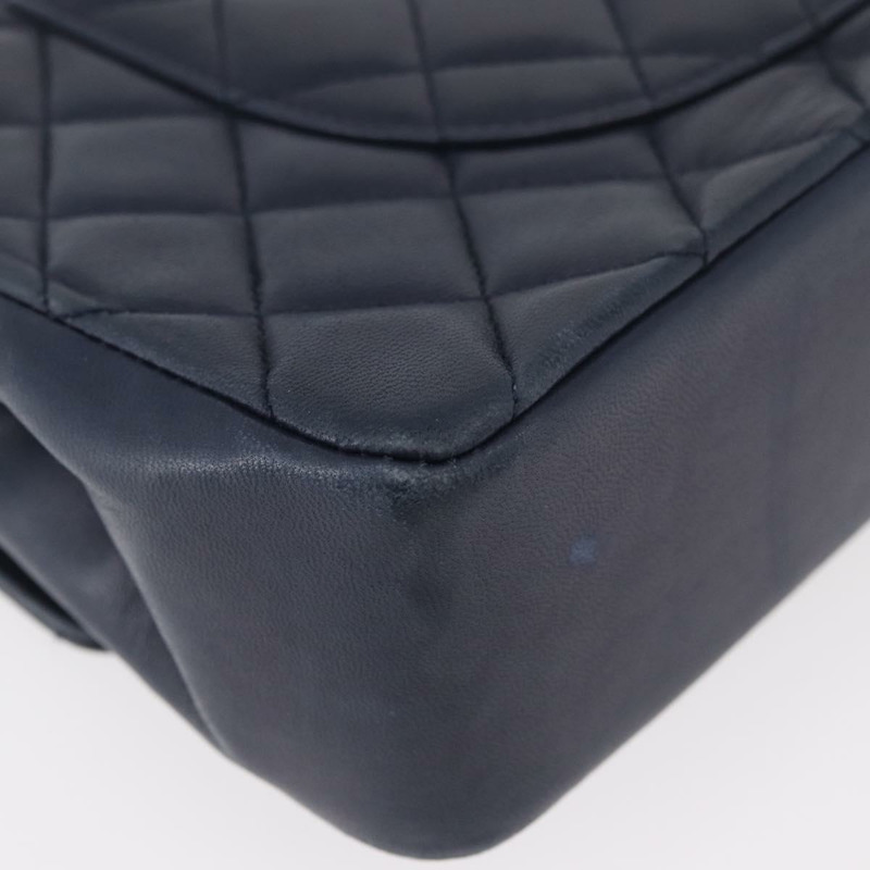 【日本直送】香奈兒 Matelasse 25 雙蓋鏈條包 羊皮 海軍藍 金 CC 標誌 正品 ka3835V-12