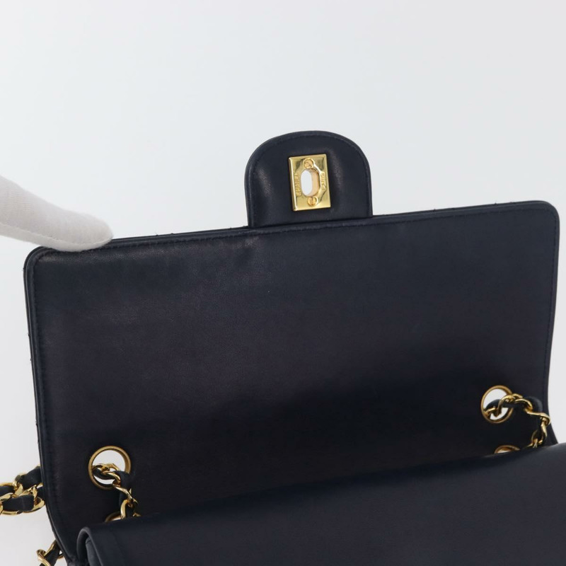 【日本直送】香奈兒 Matelasse 25 雙蓋鏈條包 羊皮 海軍藍 金 CC 標誌 正品 ka3835V-16