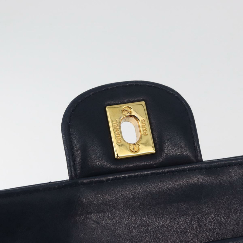 【日本直送】香奈兒 Matelasse 25 雙蓋鏈條包 羊皮 海軍藍 金 CC 標誌 正品 ka3835V-18