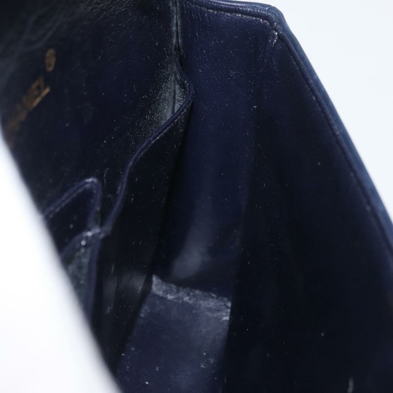 【日本直送】香奈兒 Matelasse 25 雙蓋鏈條包 羊皮 海軍藍 金 CC 標誌 正品 ka3835V-23