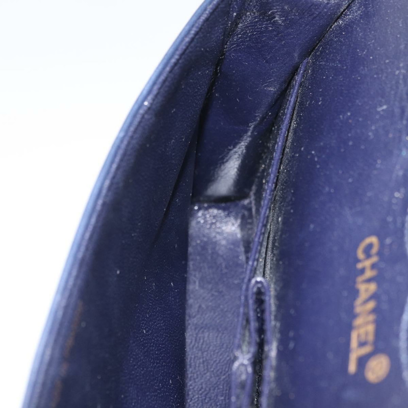 【日本直送】香奈兒 Matelasse 25 雙蓋鏈條包 羊皮 海軍藍 金 CC 標誌 正品 ka3835V-24