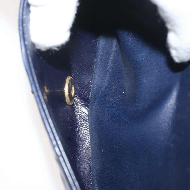 【日本直送】香奈兒 Matelasse 25 雙蓋鏈條包 羊皮 海軍藍 金 CC 標誌 正品 ka3835V-26