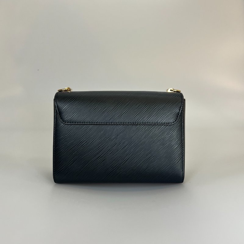 LV 黑水波紋皮革金銀轉釦TWIST包-1