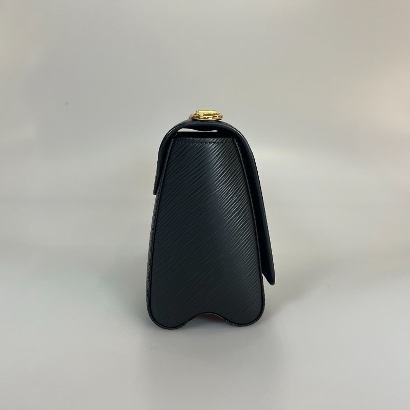 LV 黑水波紋皮革金銀轉釦TWIST包-2