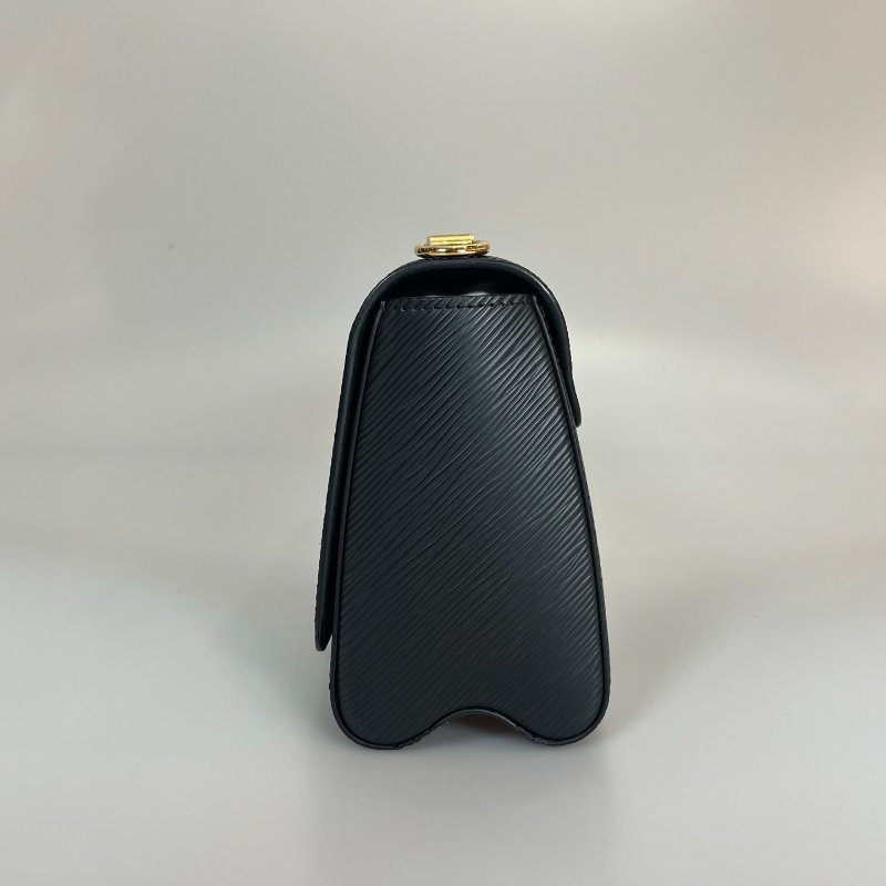 LV 黑水波紋皮革金銀轉釦TWIST包-3