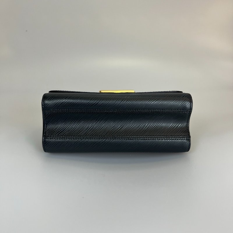 LV 黑水波紋皮革金銀轉釦TWIST包-4