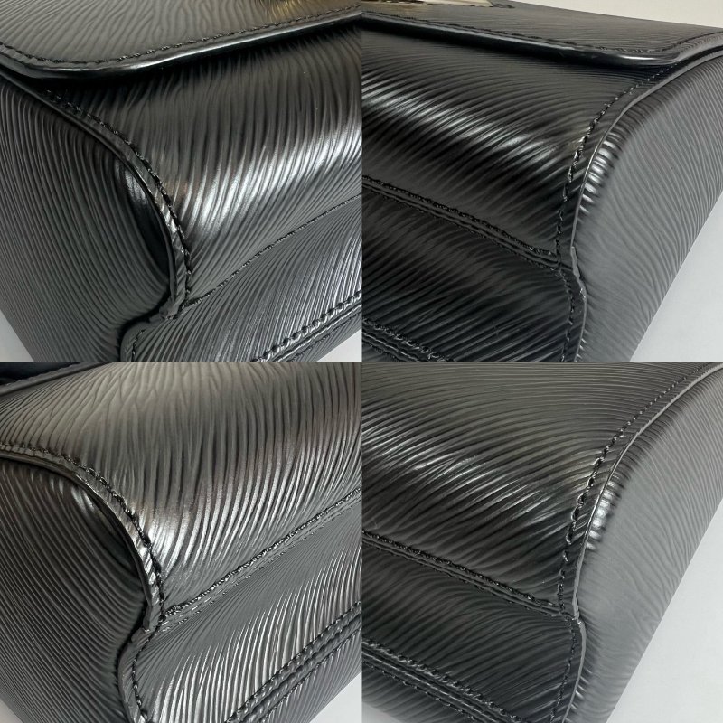 LV 黑水波紋皮革金銀轉釦TWIST包-11