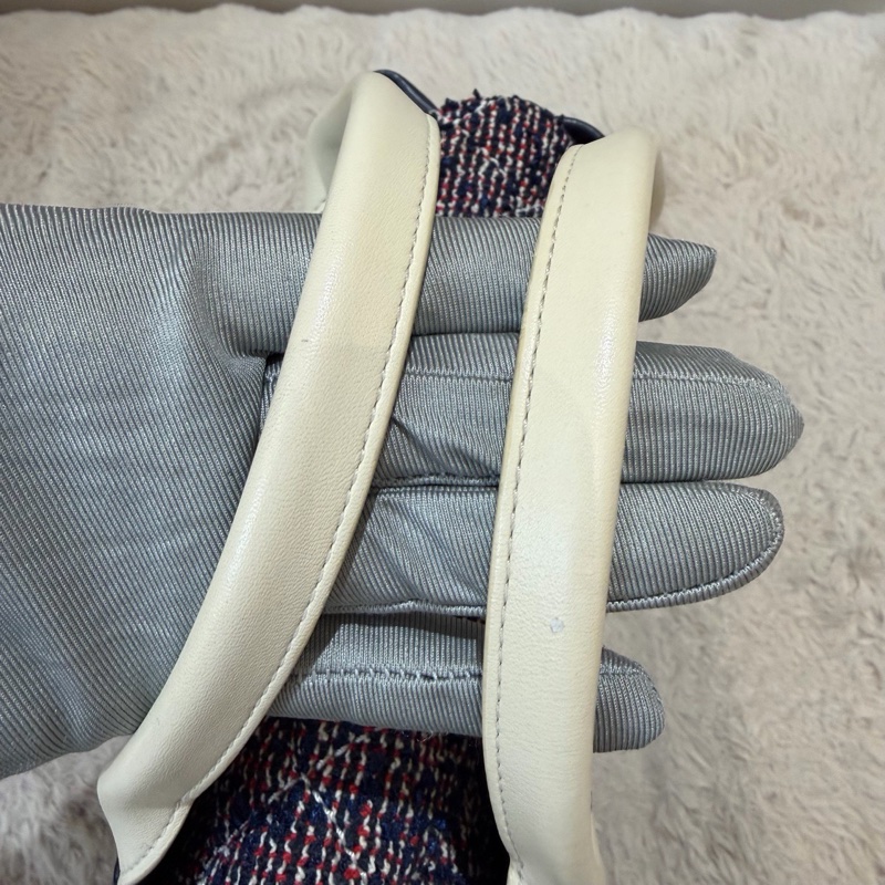 Chanel • 海軍藍牛皮銀釦毛呢鏈條包 2way 手提、斜背✔️-18