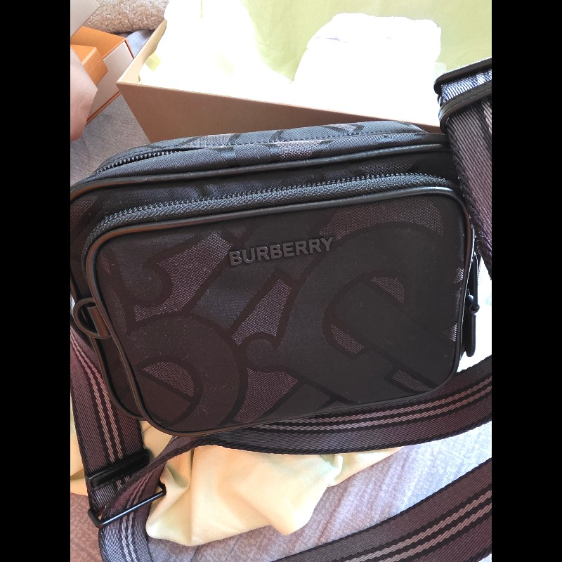 BURBERRY 印花 相機包 黑 尼龍斜背包-5